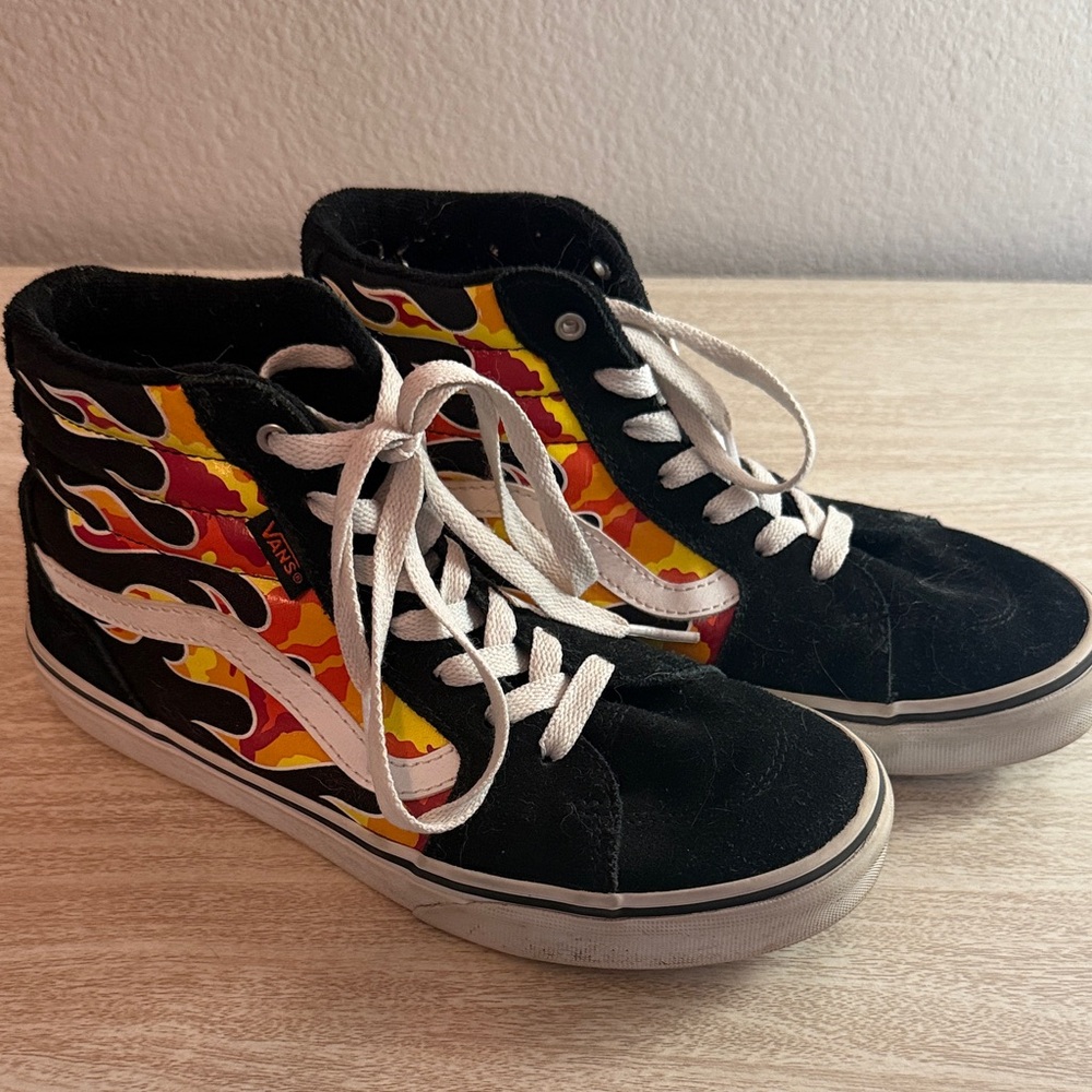 Vans Kids Black and Flame High-Tops